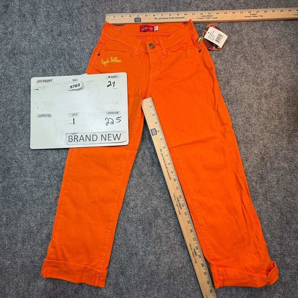 VTG Y2K Apple Bottoms Orange Capri Jeans Women's Size 2 Embroidered Logo NWOT - Picture 11 of 11